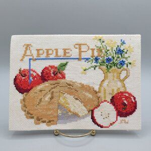 Handmade Cross Stitch Apple Pie Design Kitchen Wall Art